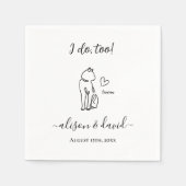 白黒猫シンプルの猫にモダン結婚は スタンダードカクテルナプキン (正面)