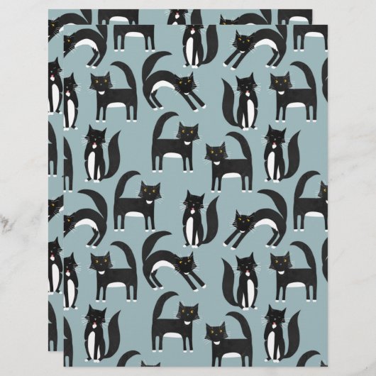 白黒猫スクラップブック紙 (正面/裏面)