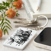 白黒猫スプラッシュ キーホルダー (正面右)