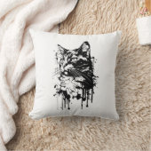 白黒猫スプラッシュ クッション (ブランケット)