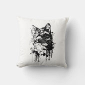 白黒猫スプラッシュ クッション (正面)