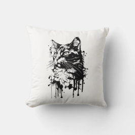 白黒猫スプラッシュ クッション