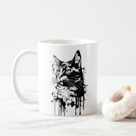 白黒猫スプラッシュ コーヒーマグカップ