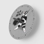 白黒猫チェックおもしろいー ラウンド壁時計 (傾斜)