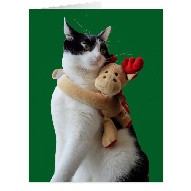 白黒猫トナカイのクリスマストイ (正面)