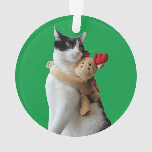 白黒猫トナカイのクリスマストイ オーナメント (裏面)