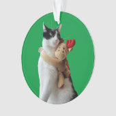 白黒猫トナカイのクリスマストイ オーナメント (正面)