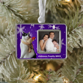 白黒猫トナカイのクリスマストイ シルバープレートフレームオーナメント