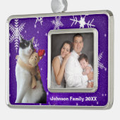 白黒猫トナカイのクリスマストイ シルバープレートフレームオーナメント (左)