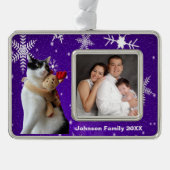 白黒猫トナカイのクリスマストイ シルバープレートフレームオーナメント (正面)