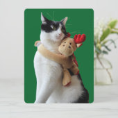 白黒猫トナカイのクリスマストイ シーズンカード (スタンド正面)