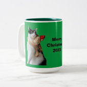 白黒猫トナカイのクリスマストイ ツートーンマグカップ (正面左)