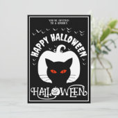 白黒猫ハッピーハローウィン衣装パーティー 招待状 (スタンド正面)