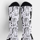 白黒猫パターソックススタイリッシュ- ソックス (上部)