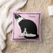 白黒猫パーソナライズされた猫 クッション (ブランケット)