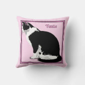 白黒猫パーソナライズされた猫 クッション (裏面)