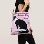 白黒猫パーソナライズされた猫 トートバッグ (クローズアップ)