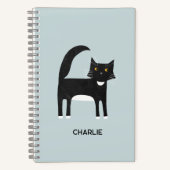 白黒猫パーソナライズされた猫 ノートブック (正面)