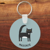 白黒猫パーソナライズされた キーホルダー (裏面)