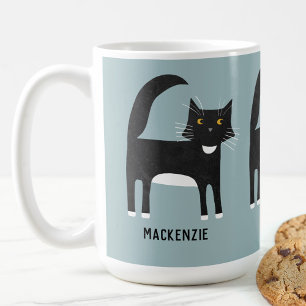 白黒猫パーソナライズされた コーヒーマグカップ