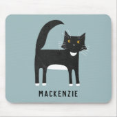 白黒猫パーソナライズされた マウスパッド (正面)