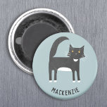 白黒猫パーソナライズされた マグネット<br><div class="desc">アヒルの卵の青い背景に小さな黒と白のタキシード猫のデザイン、動物やペットの愛好家に最適。名前をパーソナライズに変更。オリジナルアートby Nic Squirrell.</div>
