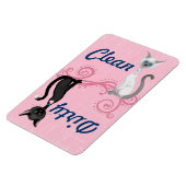 白黒猫ピンククリーン汚れた食洗機 マグネット (左側)