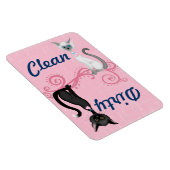 白黒猫ピンククリーン汚れた食洗機 マグネット (右側)