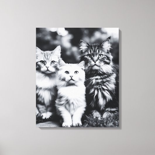 白黒猫フォトアート キャンバスプリント (正面)