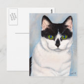白黒猫ポートレート葉書 ポストカード (正面/裏面)