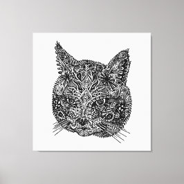 白黒猫ポートレート キャンバスプリント