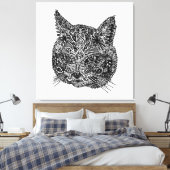 白黒猫ポートレート キャンバスプリント (インサイチュ (寝室))