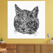 白黒猫ポートレート キャンバスプリント (インサイチュ (リビング))