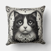 白黒猫ポートレート クッション (裏面)