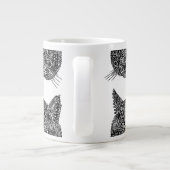 白黒猫ポートレート ジャンボコーヒーマグカップ (裏面)