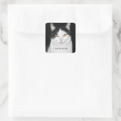 白黒猫ポートレート スクエアシール (バッグ)