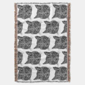 白黒猫ポートレート スローブランケット (正面縦)