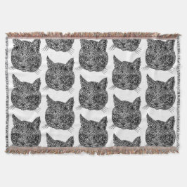 白黒猫ポートレート スローブランケット