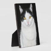 白黒猫ポートレート フォトプラーク (側面)