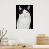 白黒猫ポートレート ポスター (キッチン)