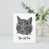 白黒猫ポートレート ポストカード (スタンド正面)