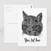 白黒猫ポートレート ポストカード (正面/裏面)