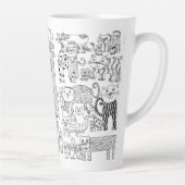 白黒猫モダンと子猫の装飾品 カフェラテマグ (右)