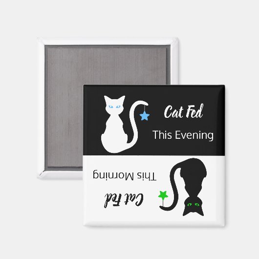 白黒猫リマインダ食べ物を与えーマグネット マグネット (正面/裏面)