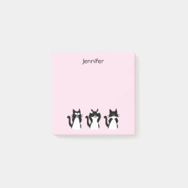 白黒猫三賢猫ちゃんピンク ポストイット