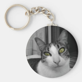 白黒猫写真 キーホルダー