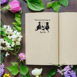 白黒猫図解入りの、写真付きのこの本 セルフインキングスタンプ