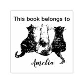 白黒猫図解入りの、写真付きのこの本 セルフインキングスタンプ (デザイン)