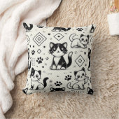 白黒猫型枕 クッション (ブランケット)