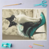 白黒猫座るハイヒール靴デコップ 薄葉紙 (クラフト)